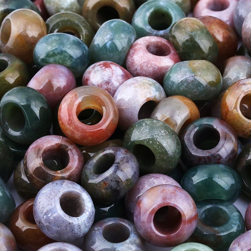 SUNYIK Indian Agate Large Hole (6mm) Rondelle Loose Charms European Bead fits Bracelet,Jewelry Makings Pack of 20 - Image 5